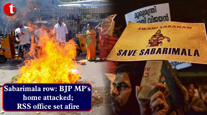 Sabarimala row: BJP MP's home attacked; RSS office set afire