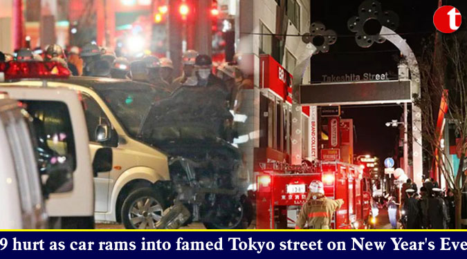 9 hurt as car rams into famed Tokyo street on New Year's Eve