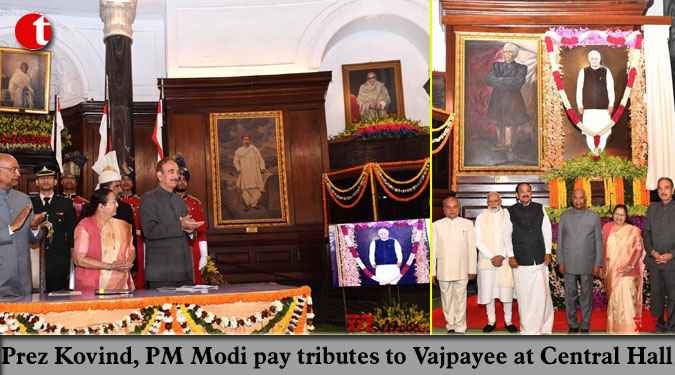 President Kovind, PM Modi pay tributes to Vajpayee at Central Hall