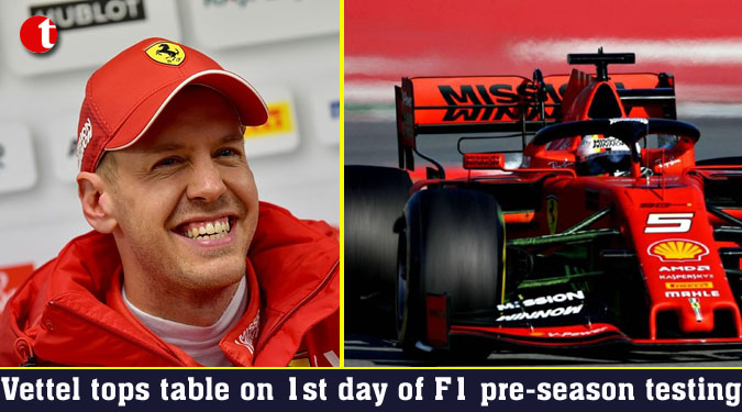 Vettel tops table on 1st day of F1 pre-season testing