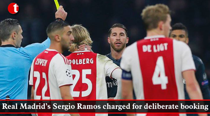 Real Madrid’s Sergio Ramos charged for deliberate booking
