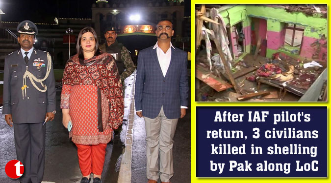 After IAF pilot's return, 3 civilians killed in shelling by Pak along LoC