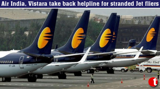 Air India, Vistara take back helpline for stranded Jet fliers
