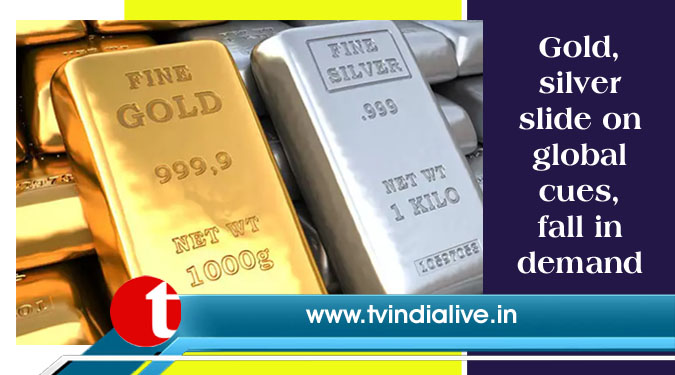 Gold, silver slide on global cues, fall in demand