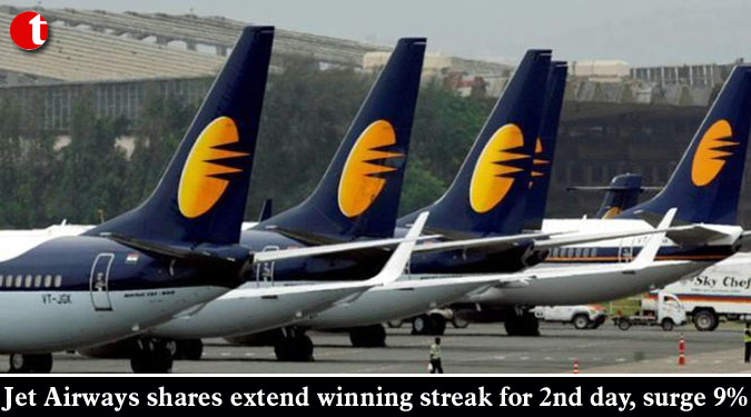 Jet Airways shares extend winning streak for 2nd day, surge 9%