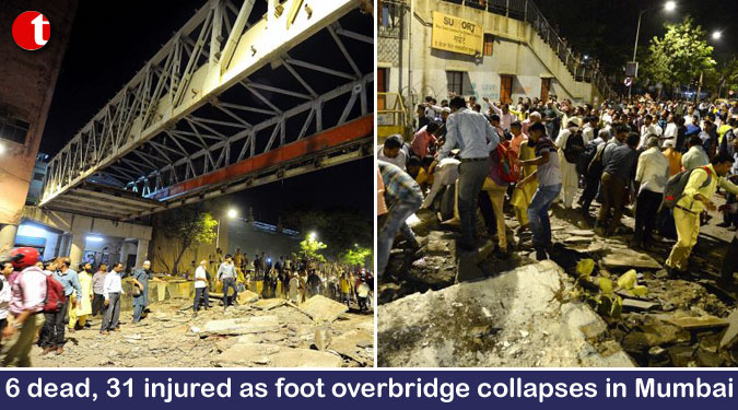 6 dead, 31 injured as foot overbridge collapses in Mumbai