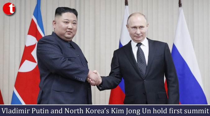Vladimir Putin and North Korea’s Kim Jong Un hold first summit