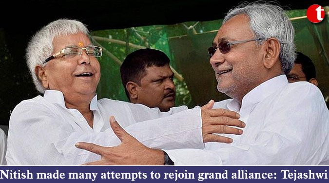 Nitish made many attempts to rejoin grand alliance: Tejashwi