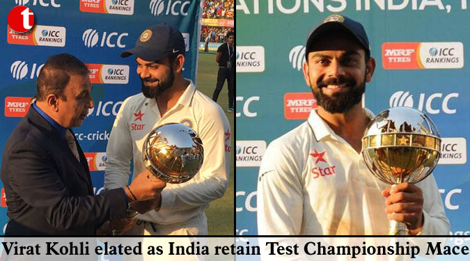 Virat Kohli elated as India retain Test Championship Mace