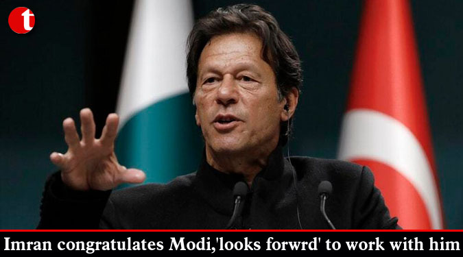 Imran congratulates Modi,'looks forwrd' to work with him