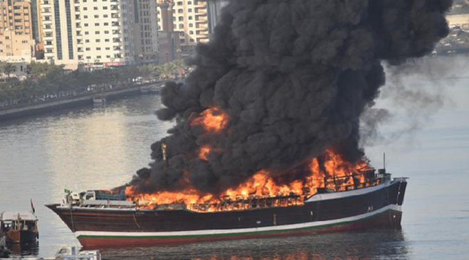 शारजाह क्रीक में लंगर डाले जलते जहाज से 13 भारतीय बचाए गए