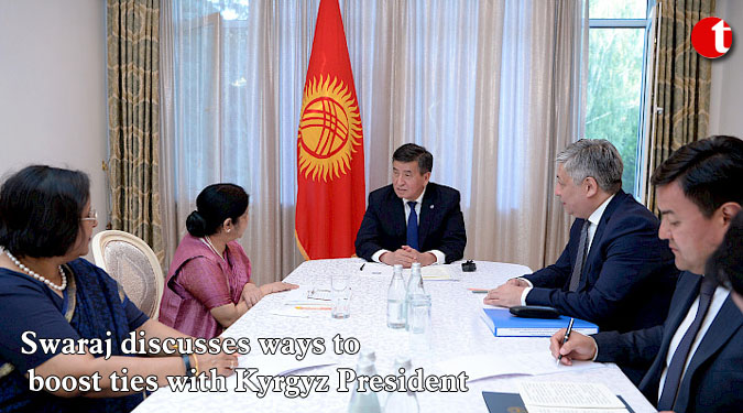 Swaraj discusses ways to boost ties with Kyrgyz President