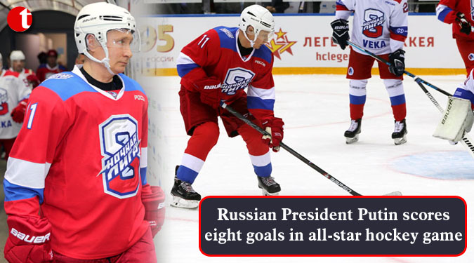 Russian President Putin scores eight goals in all-star hockey game