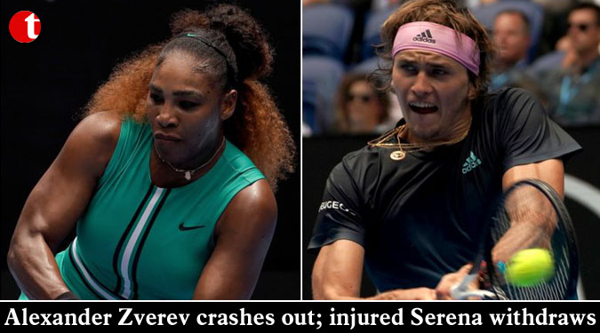Alexander Zverev crashes out; injured Serena withdraws