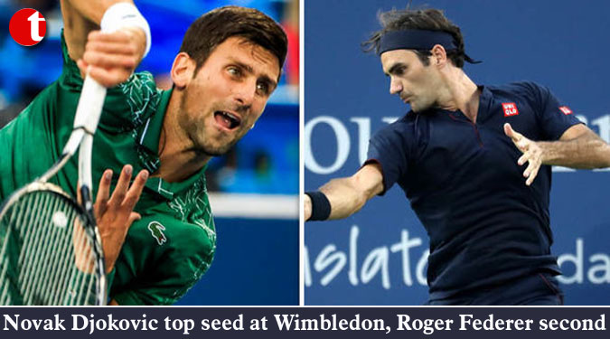 Novak Djokovic top seed at Wimbledon, Roger Federer second