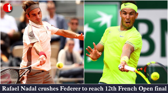 Rafael Nadal crushes Federer to reach 12th French Open final