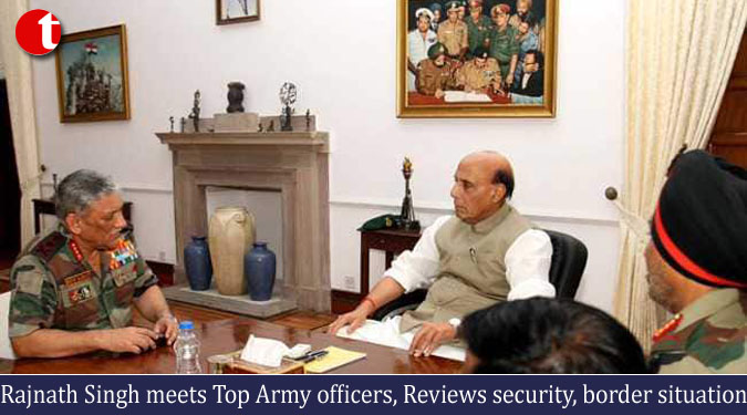 Rajnath Singh meets Top Army officers, Reviews security, border situation