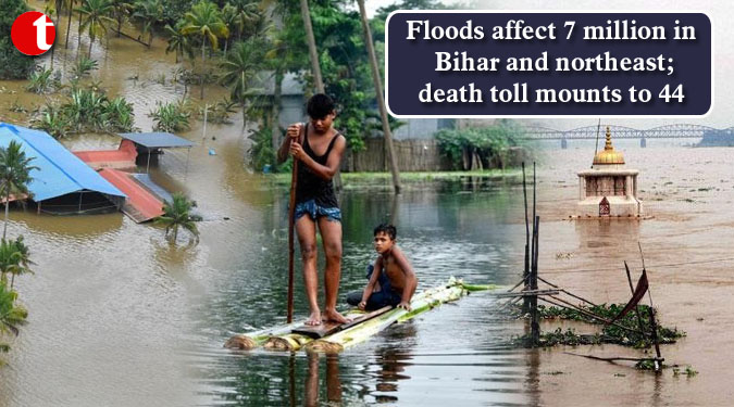 Floods affect 7 million in Bihar and northeast; death toll mounts to 44