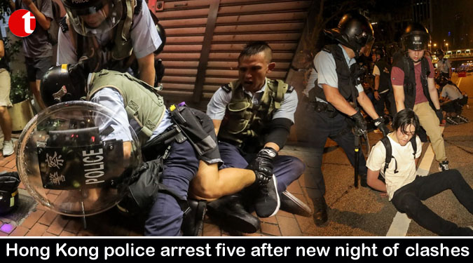 Hong Kong police arrest five after new night of clashes