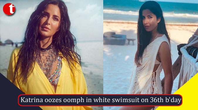 Katrina oozes oomph in white swimsuit on 36th b'day