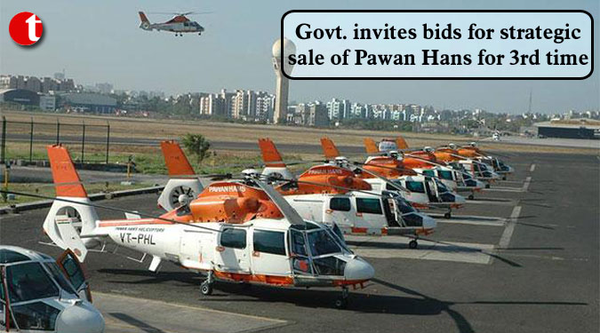 Govt. invites bids for strategic sale of Pawan Hans for 3rd time
