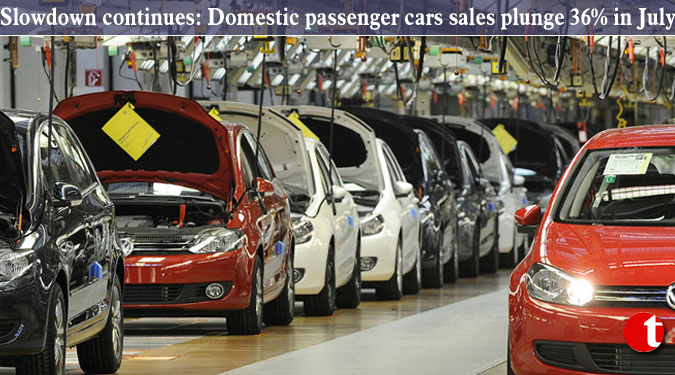 Slowdown continues: Domestic passenger cars sales plunge 36% in July