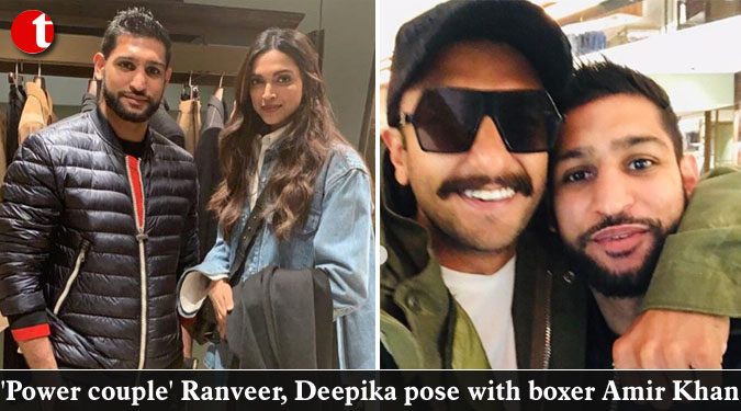 ‘Power couple’ Ranveer, Deepika pose with boxer Amir Khan
