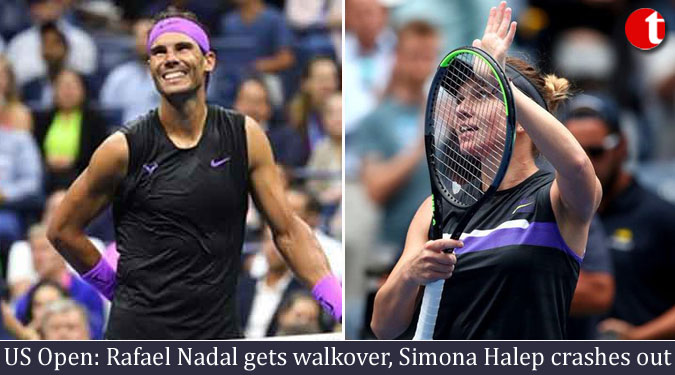 US Open: Rafael Nadal gets walkover, Simona Halep crashes out
