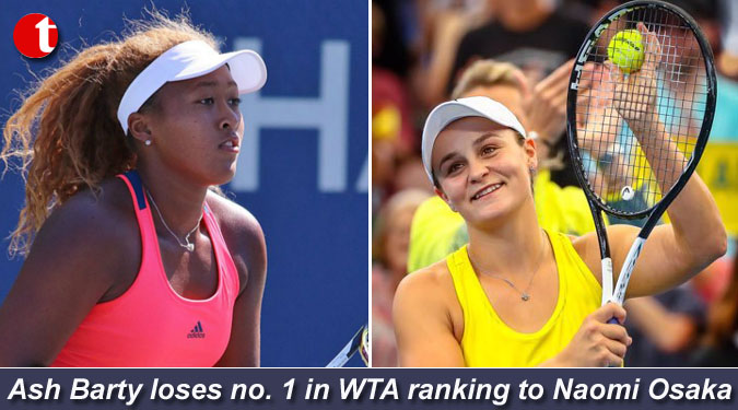 Ash Barty loses no. 1 in WTA ranking to Naomi Osaka