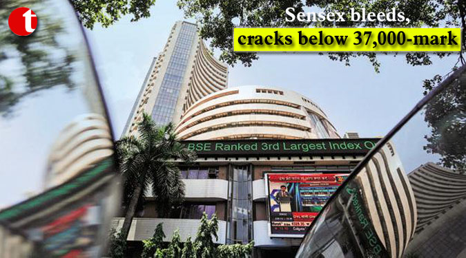 Sensex bleeds, cracks below 37,000-mark