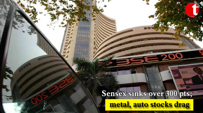 Sensex sinks over 300 pts; metal, auto stocks drag