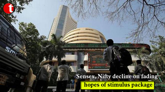 Sensex, Nifty decline on fading hopes of stimulus package