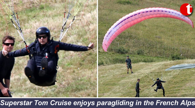 Superstar Tom Cruise enjoys paragliding in the French Alps