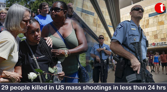 29 people killed in US mass shootings in less than 24 hrs