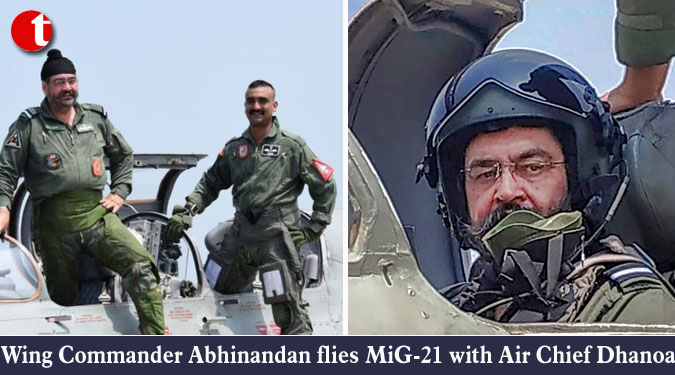 Wing Commander Abhinandan flies MiG-21 with Air Chief Dhanoa