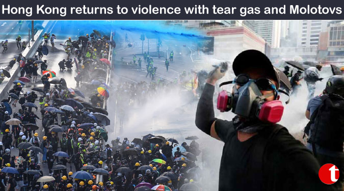 Hong Kong returns to violence with tear gas and Molotovs