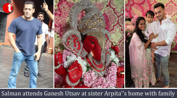 Salman attends Ganesh Utsav at sister Arpita''s home with family