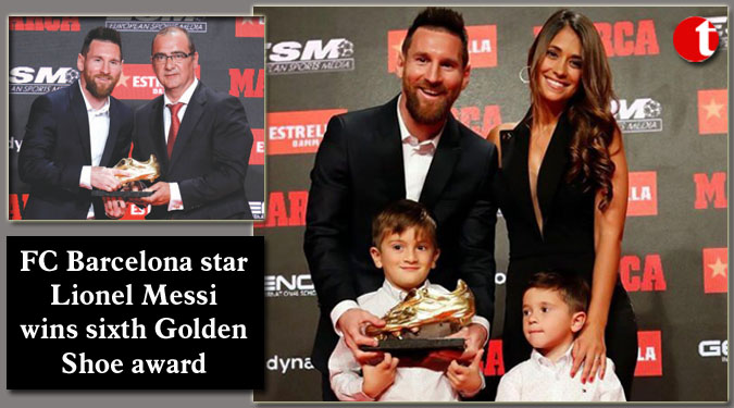 FC Barcelona star Lionel Messi wins sixth Golden Shoe award