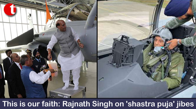 This is our faith: Rajnath Singh on 'shastra puja' jibes