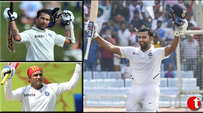 Rohit Sharma emulates Sachin, Sehwag, Gayle with double ton