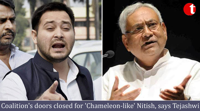 Coalition’s doors closed for ‘Chameleon-like’ Nitish, says Tejashwi