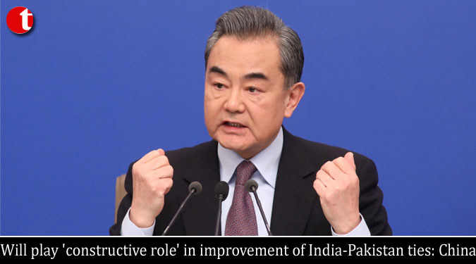 Will play 'constructive role' in improvement of India-Pakistan ties: China