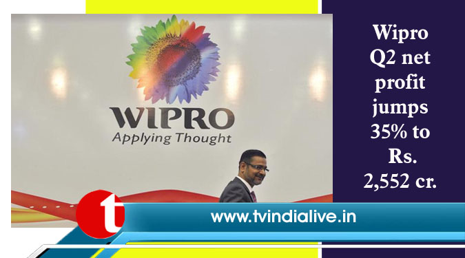 Wipro Q2 net profit jumps 35% to Rs 2,552 cr.
