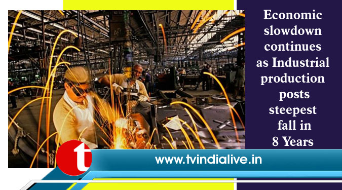 Economic slowdown continues as Industrial production posts steepest fall in 8 Years