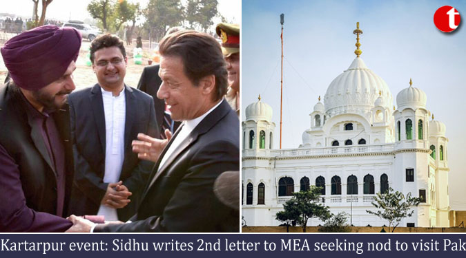 Kartarpur event: Sidhu writes 2nd letter to MEA seeking nod to visit Pak