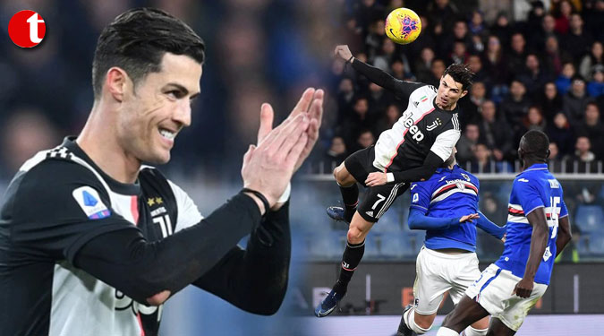 Ronaldo scores soaring header as Juventus beats Samp 2-1