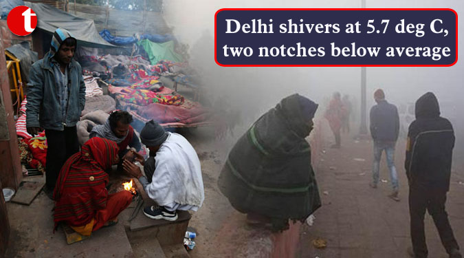 Delhi shivers at 5.7 deg C, two notches below average