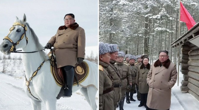 Kim Jong-un rides to sacred mountain on white horse