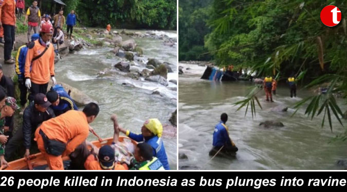 At least 26 people killed in Indonesia as bus plunges into ravine