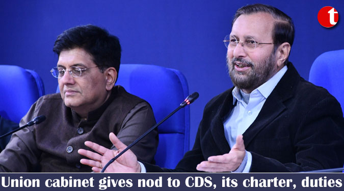 Union cabinet gives nod to CDS, its charter, duties